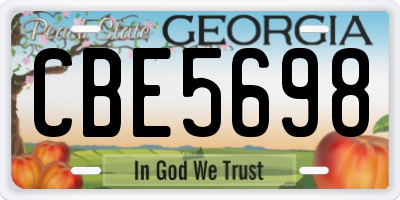 GA license plate CBE5698