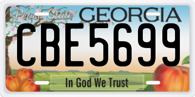 GA license plate CBE5699