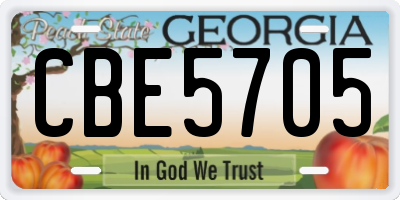 GA license plate CBE5705