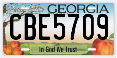 GA license plate CBE5709