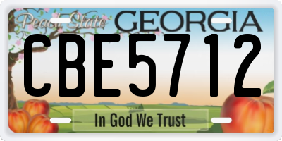 GA license plate CBE5712