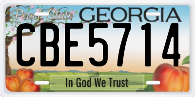 GA license plate CBE5714