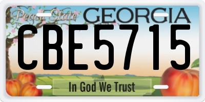 GA license plate CBE5715