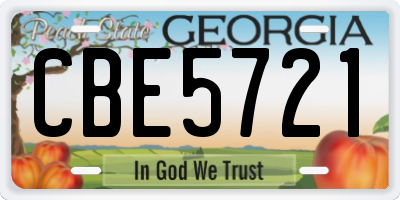 GA license plate CBE5721