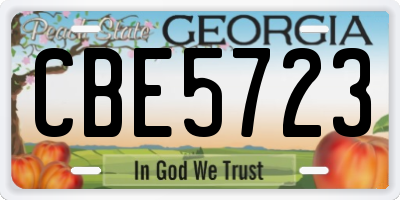 GA license plate CBE5723