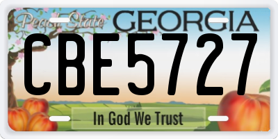 GA license plate CBE5727