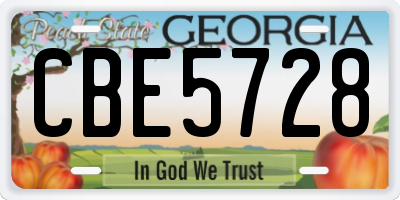 GA license plate CBE5728