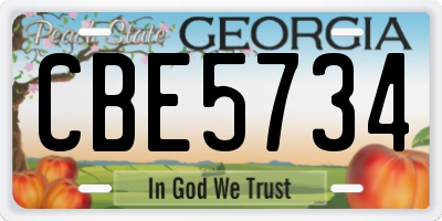 GA license plate CBE5734