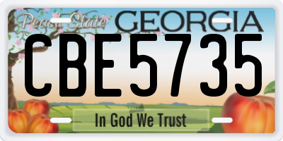 GA license plate CBE5735