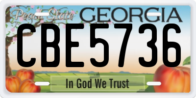 GA license plate CBE5736