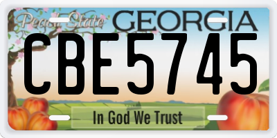 GA license plate CBE5745