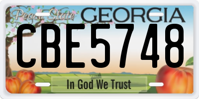 GA license plate CBE5748