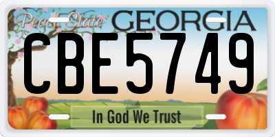 GA license plate CBE5749