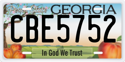 GA license plate CBE5752