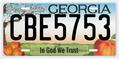 GA license plate CBE5753