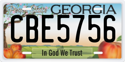 GA license plate CBE5756