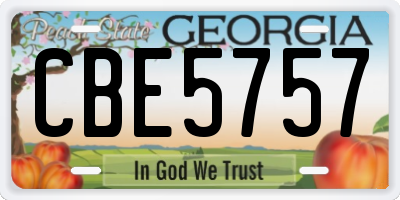 GA license plate CBE5757