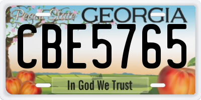 GA license plate CBE5765