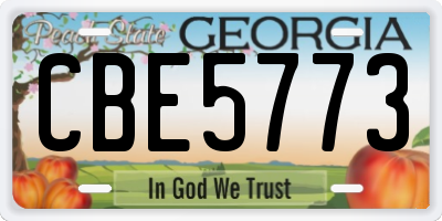 GA license plate CBE5773