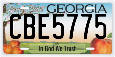 GA license plate CBE5775