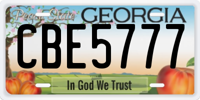 GA license plate CBE5777