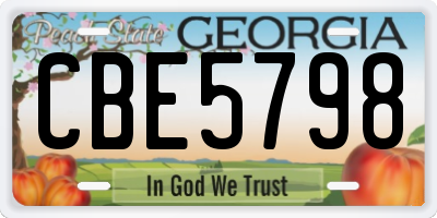 GA license plate CBE5798