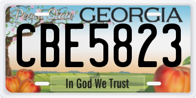 GA license plate CBE5823
