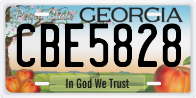 GA license plate CBE5828