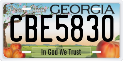 GA license plate CBE5830