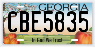GA license plate CBE5835