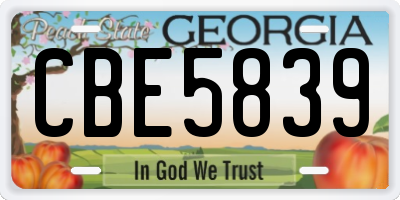 GA license plate CBE5839