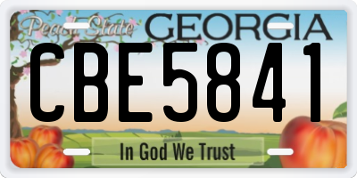 GA license plate CBE5841