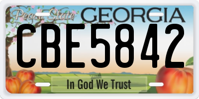 GA license plate CBE5842