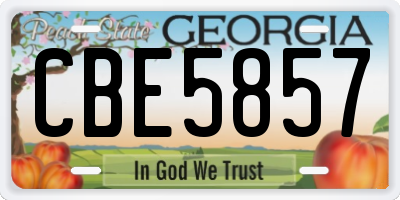 GA license plate CBE5857