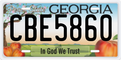 GA license plate CBE5860