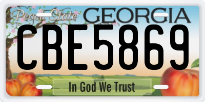 GA license plate CBE5869