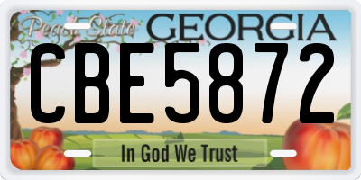 GA license plate CBE5872