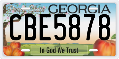 GA license plate CBE5878