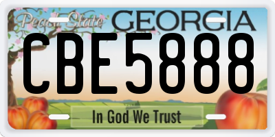 GA license plate CBE5888