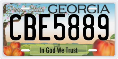 GA license plate CBE5889
