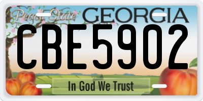 GA license plate CBE5902