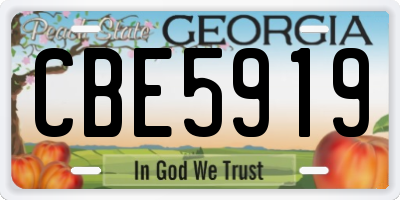 GA license plate CBE5919