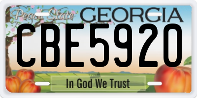 GA license plate CBE5920