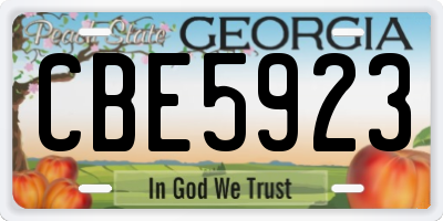 GA license plate CBE5923