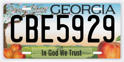 GA license plate CBE5929