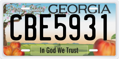 GA license plate CBE5931