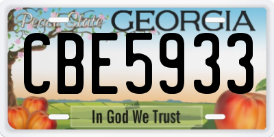 GA license plate CBE5933