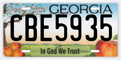 GA license plate CBE5935