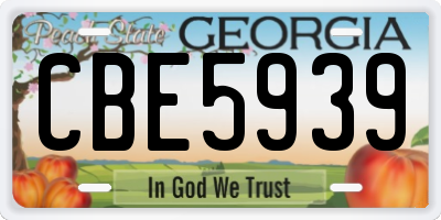 GA license plate CBE5939