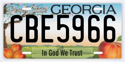 GA license plate CBE5966